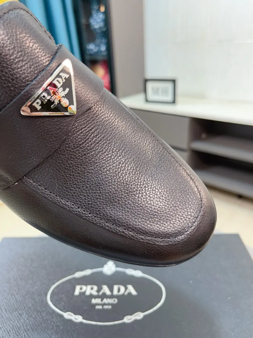 Men's shoes 💰540🌹🌹【PRADA Leather Shoes】Top purchasing agency Original imported Italian custom-made open-edge beaded cowhide leather surface, fully imported water-dyed breathable cowhide lining, original factory special molded sole super comfortable, size: 38-44